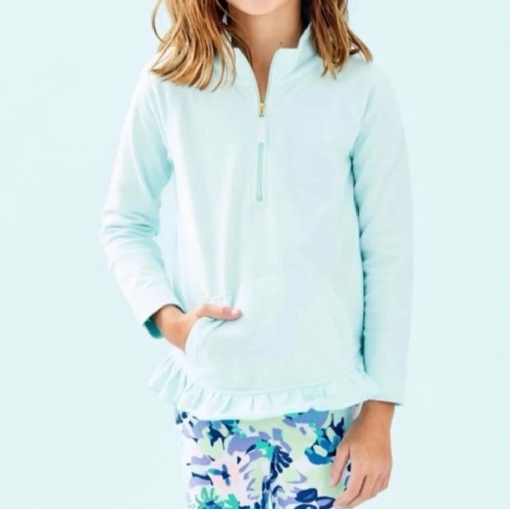 Lilly Pulitzer mint/blue popover top 1/2 zip sz 12/14 Mini Killian